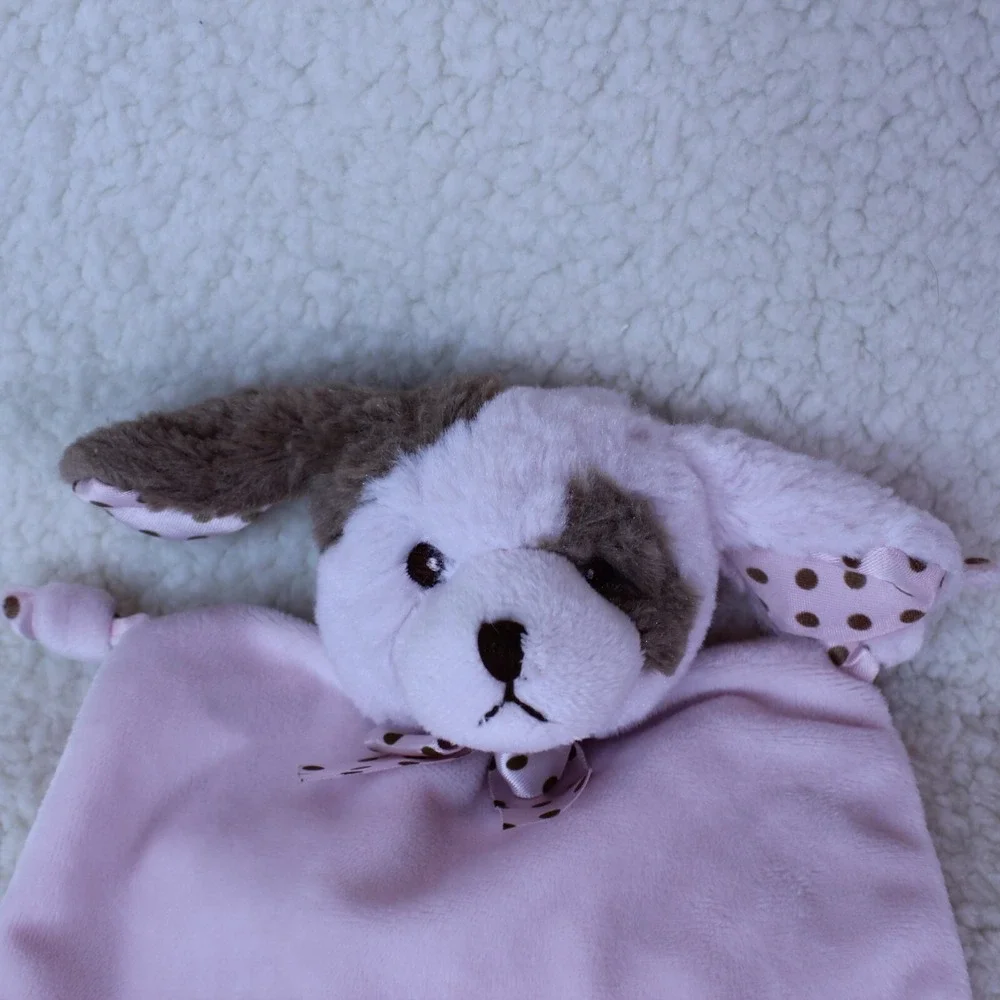 LOVEY PUPPY Dog Bearington Pink Plush‎ SECURITY BLANKET 6.5